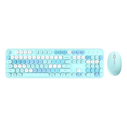 AULA AC306 104 Keys Retro Wireless Keyboard + Mouse Combo Set(Blue Colorful) - free shipping - PMC Jewellery - Order now!