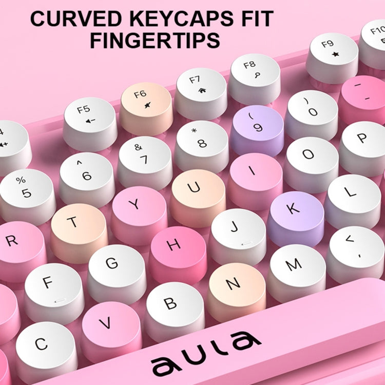 AULA AC306 104 Keys Retro Wireless Keyboard + Mouse Combo Set(Blue Colorful) - free shipping - PMC Jewellery - Order now!