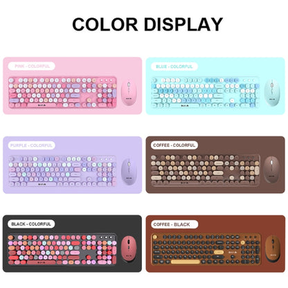 AULA AC306 104 Keys Retro Wireless Keyboard + Mouse Combo Set(Blue Colorful) - free shipping - PMC Jewellery - Order now!