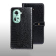 For OPPO Reno11 5G Global idewei Crocodile Texture Leather Phone Case(Black) - OPPO Cases by idewei | Online Shopping South Africa | PMC Jewellery | Buy Now Pay Later Mobicred