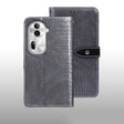 For OPPO Reno11 Pro 5G Global idewei Crocodile Texture Leather Phone Case(Grey) - Reno11 Pro Cases by idewei | Online Shopping South Africa | PMC Jewellery | Buy Now Pay Later Mobicred
