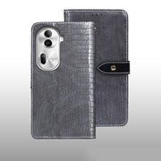For OPPO Reno11 Pro 5G Global idewei Crocodile Texture Leather Phone Case(Grey)
