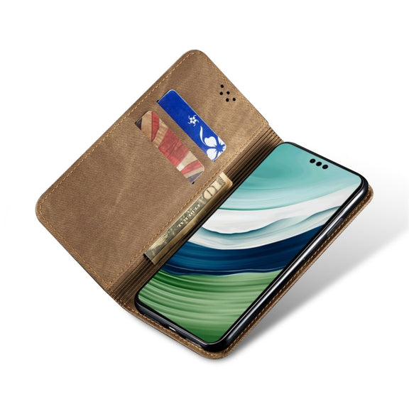 For Motorola Edge 40 Neo Denim Texture Flip Leather Phone Case(Khaki)