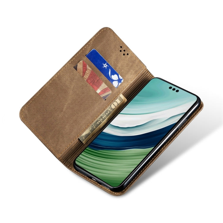 For Motorola Edge 40 Neo Denim Texture Flip Leather Phone Case(Khaki)