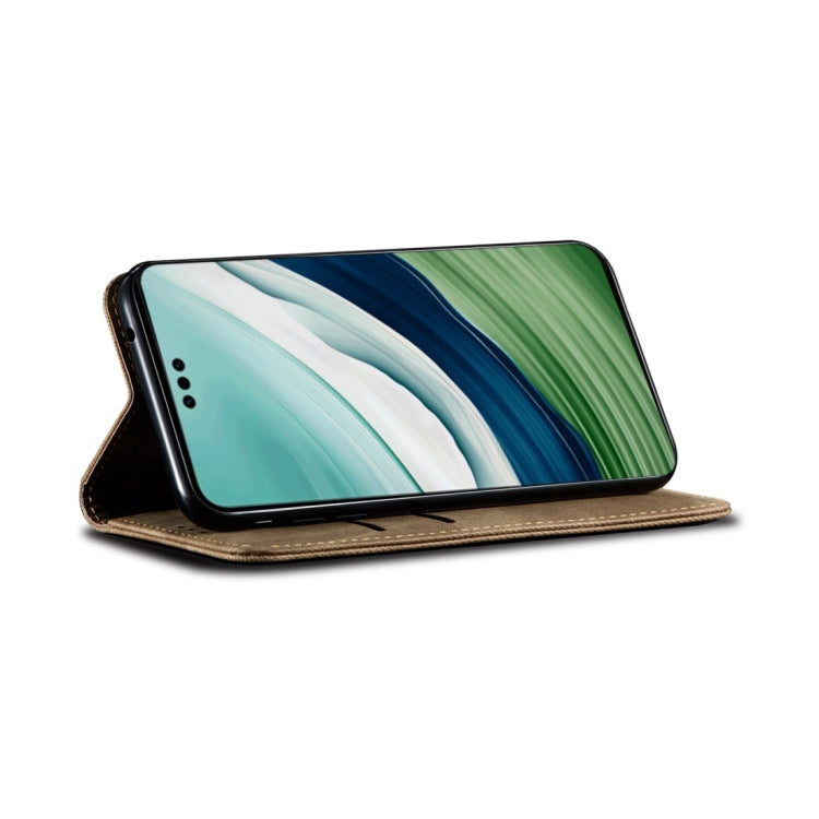 For Motorola Edge 40 Neo Denim Texture Flip Leather Phone Case(Khaki)