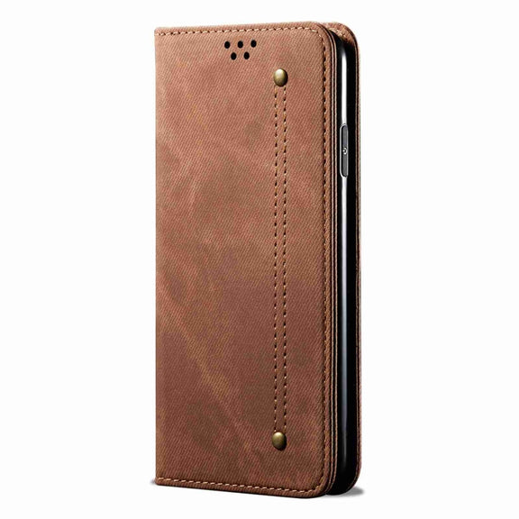 For Motorola Edge 40 Neo Denim Texture Flip Leather Phone Case(Brown)