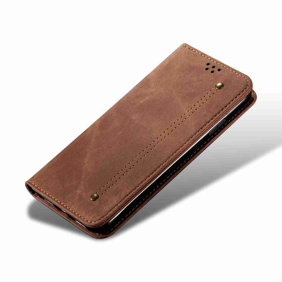 For Motorola Edge 40 Neo Denim Texture Flip Leather Phone Case(Brown)