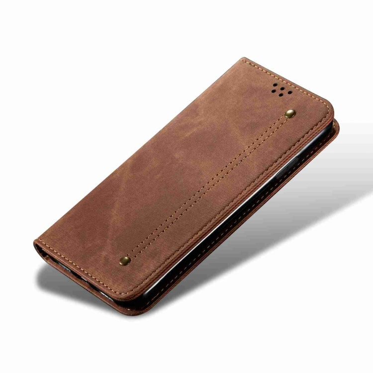 For Motorola Edge 40 Neo Denim Texture Flip Leather Phone Case(Brown)
