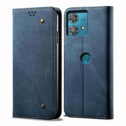 For Motorola Edge 40 Neo Denim Texture Flip Leather Phone Case(Blue)