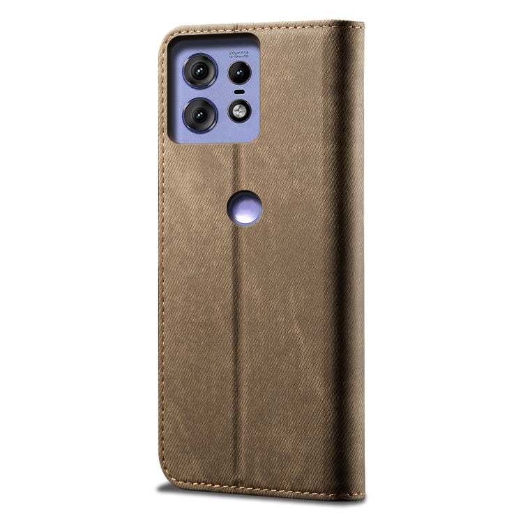For Motorola Edge 50 Pro 5G Denim Texture Flip Leather Phone Case(Khaki) - free shipping - PMC TechLife - Order now!
