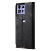 For Motorola Edge 50 Pro 5G Denim Texture Flip Leather Phone Case(Black)
