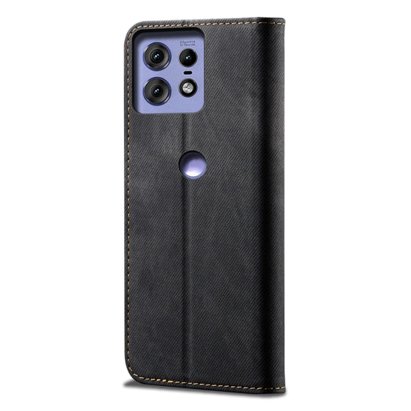 For Motorola Edge 50 Pro 5G Denim Texture Flip Leather Phone Case(Black)