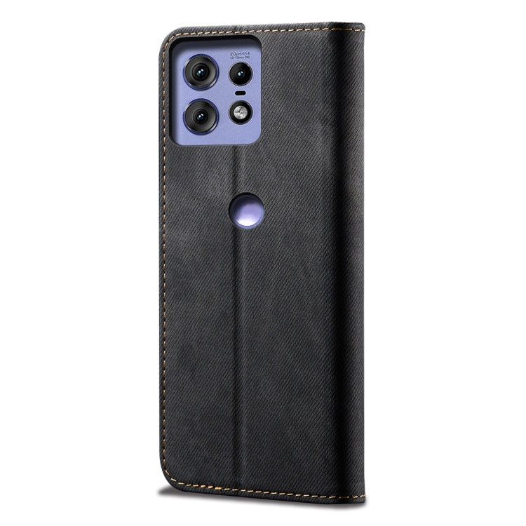 For Motorola Edge 50 Pro 5G Denim Texture Flip Leather Phone Case(Black)