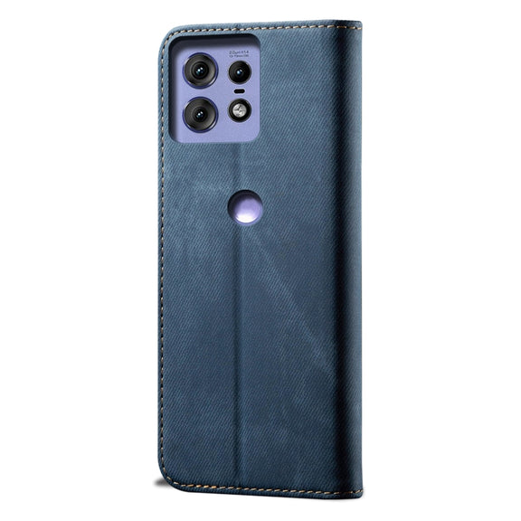 For Motorola Edge 50 Pro 5G Denim Texture Flip Leather Phone Case(Blue)