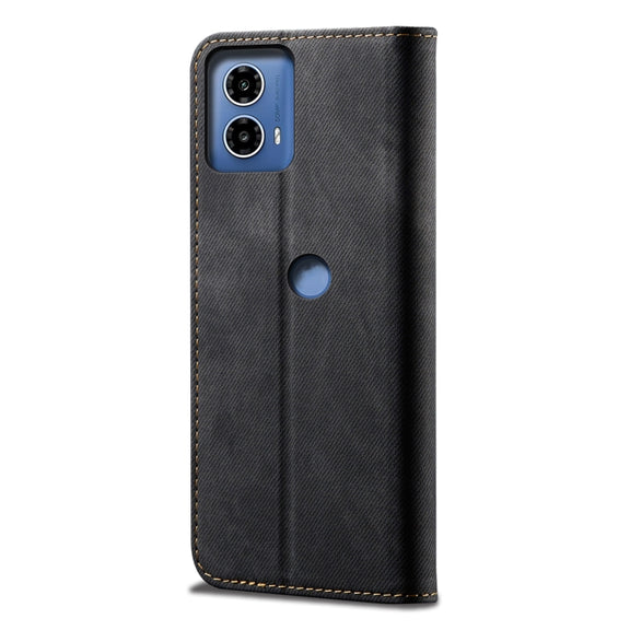 For Motorola Moto G24 Power Denim Texture Flip Leather Phone Case(Black)