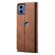 For Motorola Moto G34 Denim Texture Flip Leather Phone Case(Brown)