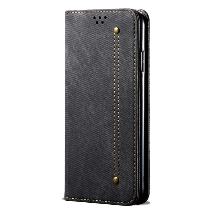 For Motorola Moto G34 Denim Texture Flip Leather Phone Case(Black)