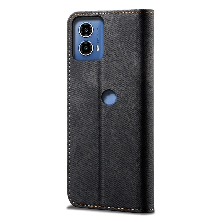 For Motorola Moto G34 Denim Texture Flip Leather Phone Case(Black)