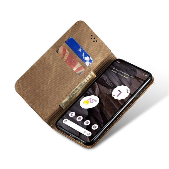For Motorola Edge 50 Fusion Denim Texture Flip Leather Phone Case(Khaki)