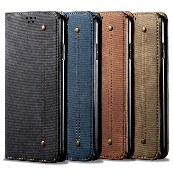 For Motorola Edge 50 Fusion Denim Texture Flip Leather Phone Case(Khaki)