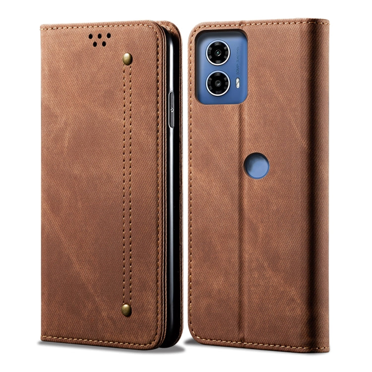 For Motorola Edge 50 Fusion Denim Texture Flip Leather Phone Case(Brown) - free shipping - PMC TechLife - Order now!