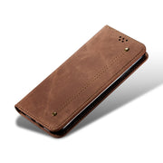 For Motorola Edge 50 Fusion Denim Texture Flip Leather Phone Case(Brown)
