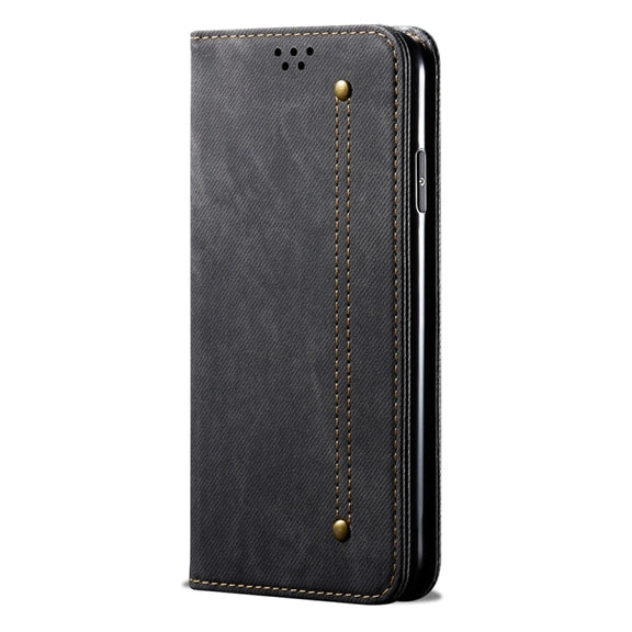 For Motorola Edge 50 Fusion Denim Texture Flip Leather Phone Case(Black)