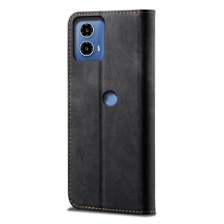 For Motorola Edge 50 Fusion Denim Texture Flip Leather Phone Case(Black)
