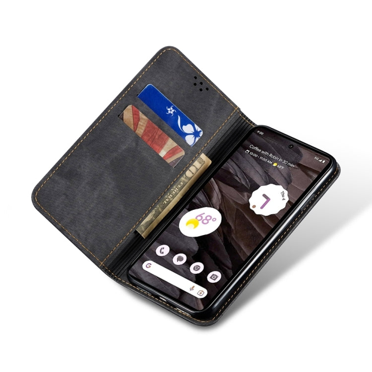 For Motorola Edge 50 Fusion Denim Texture Flip Leather Phone Case(Black)