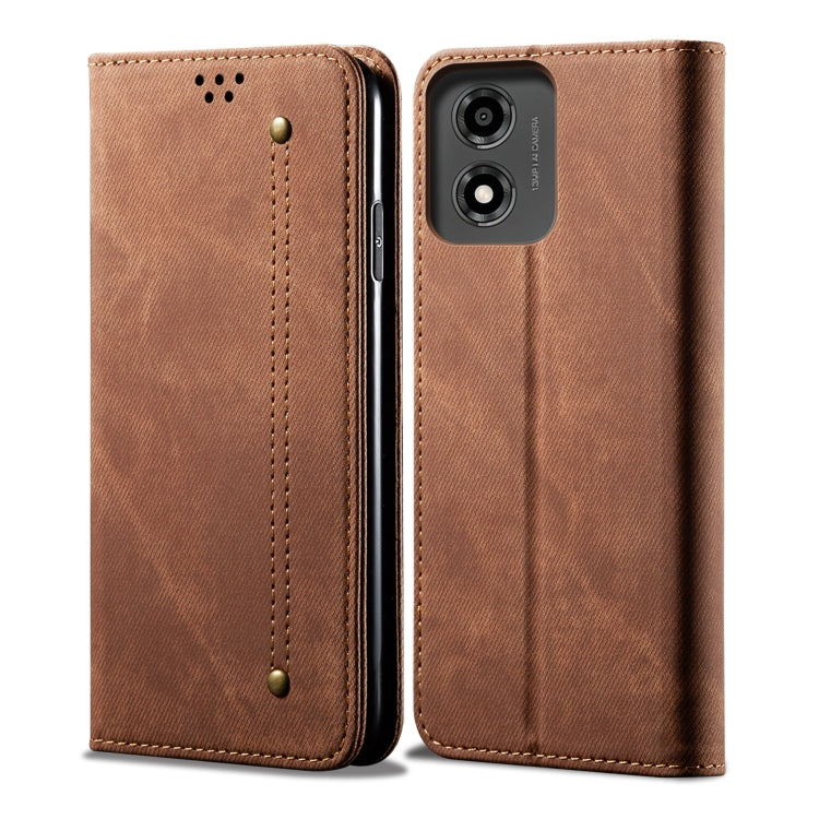 For Motorola Moto E14 Denim Texture Flip Leather Phone Case(Brown) - free shipping - PMC TechLife - Order now!