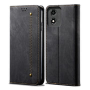 For Motorola Moto E14 Denim Texture Flip Leather Phone Case(Black)
