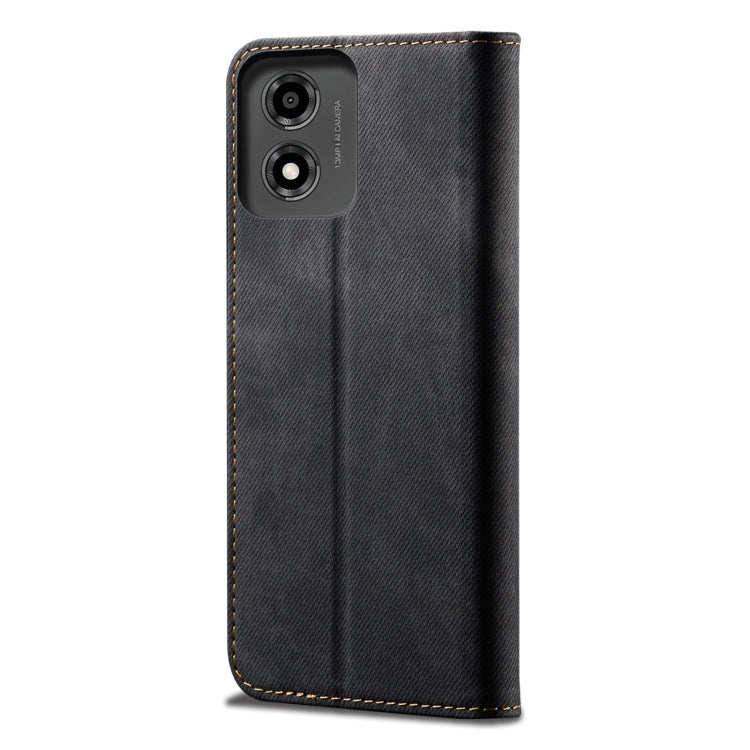 For Motorola Moto E14 Denim Texture Flip Leather Phone Case(Black)