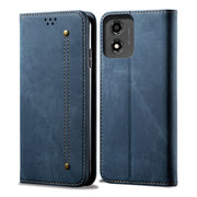 For Motorola Moto E14 Denim Texture Flip Leather Phone Case(Blue)