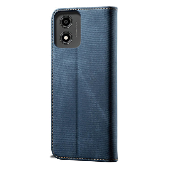 For Motorola Moto E14 Denim Texture Flip Leather Phone Case(Blue)