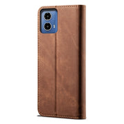 For Motorola Moto G85 Denim Texture Flip Leather Phone Case(Brown)
