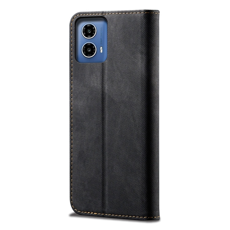 For Motorola Moto G85 Denim Texture Flip Leather Phone Case(Black)