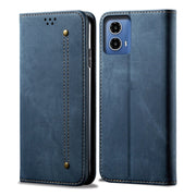 For Motorola Moto G85 Denim Texture Flip Leather Phone Case(Blue)