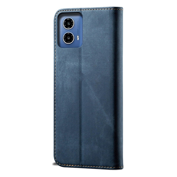 For Motorola Moto G85 Denim Texture Flip Leather Phone Case(Blue)