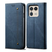 For Motorola Edge 50 Ultra Denim Texture Flip Leather Phone Case(Blue)