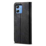 For Motorola Moto G54 Power 5G Denim Texture Flip Leather Phone Case(Black)
