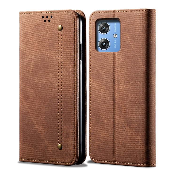 For Motorola Moto G64 5G Global Denim Texture Flip Leather Phone Case(Brown) - free shipping - PMC TechLife - Order now!