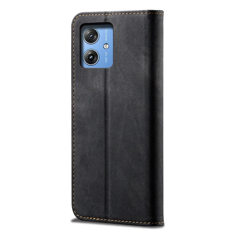 For Motorola Moto G64 5G Global Denim Texture Flip Leather Phone Case(Black)