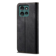 For Motorola Edge 50 5G Global Denim Texture Flip Leather Phone Case(Black)