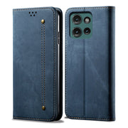 For Motorola Moto G75 5G Denim Texture Flip Leather Phone Case(Blue)