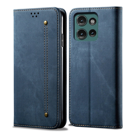 For Motorola Moto G75 5G Denim Texture Flip Leather Phone Case(Blue)