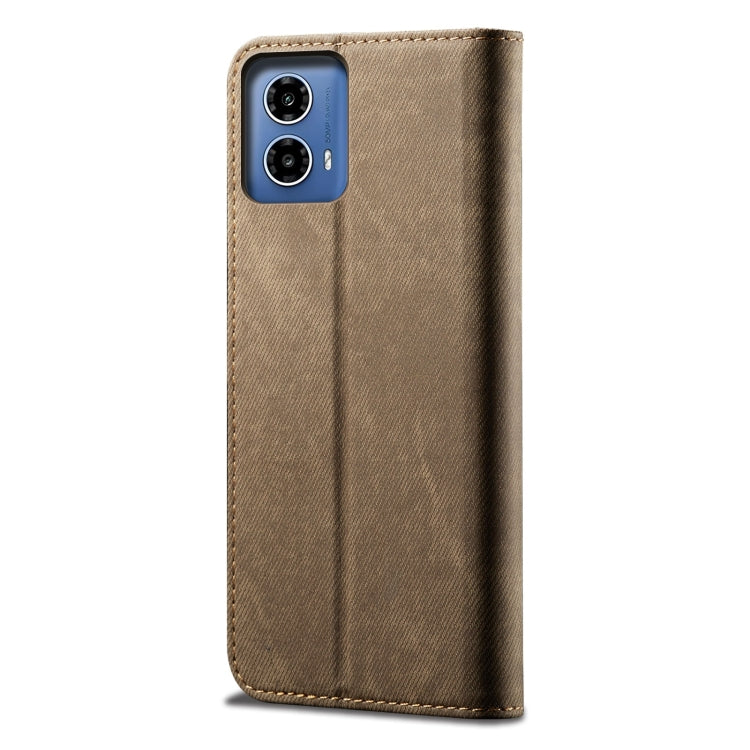 For Motorola Moto G35 Denim Texture Flip Leather Phone Case(Khaki)