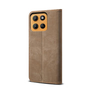 For Motorola Moto G15 Denim Texture Flip Leather Phone Case(Khaki)