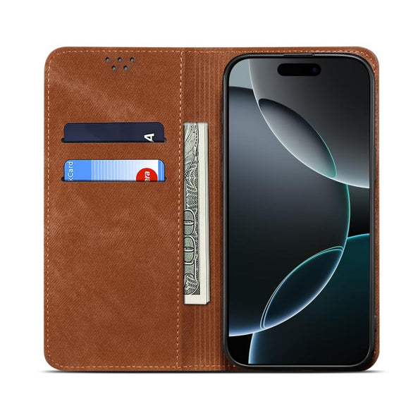 For Motorola Edge 60 Fusion Denim Texture Flip Leather Phone Case(Brown)