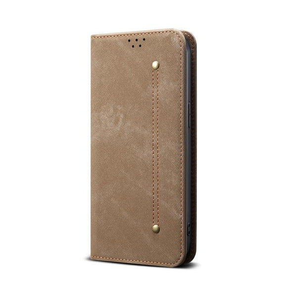 For Motorola Edge 5G 2025 Denim Texture Flip Leather Phone Case(Khaki)