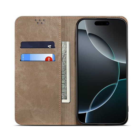 For Motorola Edge 60 Denim Texture Flip Leather Phone Case(Khaki)